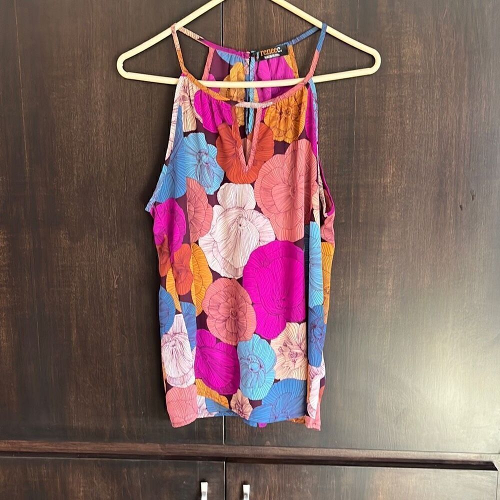 Renee C. Bold Floral‎ Print Top Tank Size Medium